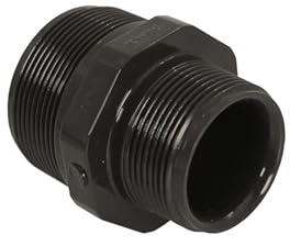 HAF 1x PVC Fittings Doppelnippel mit 2 x 1 1/2 | Außengewinde x Außengewinde | 2 Zoll x 1,5 Zoll | Verbinder aus grauem PVC | PN16 für Rohr, Poolverrohrung, Druckleitung, Rohrleitung & Teich