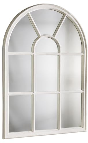 Riess Ambiente Design Wandspiegel Castillo 100cm weiß Creme Landhausstil Fensterspiegel Rundbogen Shabby Chic