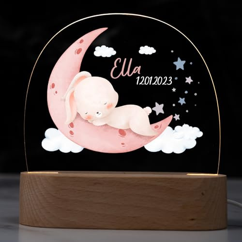 Kidsmood – Nachtlicht personalisiert mit Namen – LED Nachttischlampe Kinder dimmbar – Geschenkidee zur Geburt, Taufe, Baby Shower & Geburtstag - Kinderzimmer Deko für Mädchen & Jungen