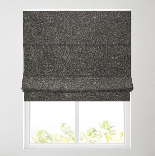 Barnes Blinds - Fully Lined Patterned Roman Blinds for Windows - Durable Fittings Easy Fit - Roman Blind (Animal Print Charcoal 61cm)
