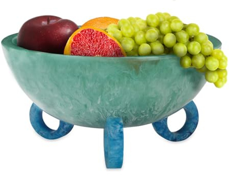 Folkulture Fruit Bowl for Kitchen Counter, 9 Resin Decorative Bowl, Centerpiece Table Decorations, Fruit Basket for Coffee Table Décor, Kitchen Counter Décor, Pedestal Bowl