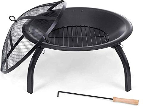 Braciere da Esterno Braciere a Legna da Esterno, Stufa Portatile Diametro 56 cm BBQ Braciere Ciotola per Giardino, Braciere da Campeggio Falò Fornello Cortile con Copertura BBQ Cottura per Campeg