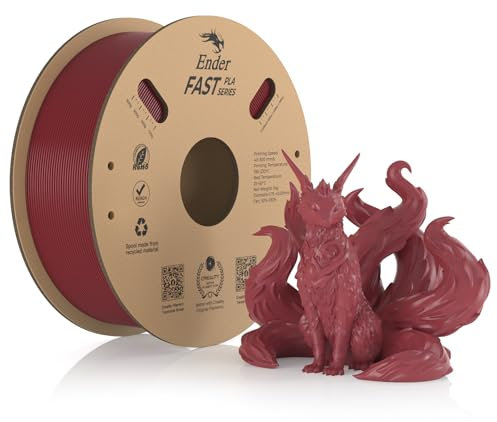 Creality Fast PLA Filament, Feuerrot Filament 1.75mm Fast PLA 1KG, 3D Drucker Filament PLA Maßgenauigkeit +/- 0.03 mm, 3D Druck Materialien für die Meisten 3D Drucker, 2.2lbs/Spool
