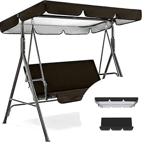 3 Seat Patio Swing Canopy Top Cover Set, Replacement Swing Chair Awning Glider Swing Cover, Protection Outdoor Garden Furniture Covers