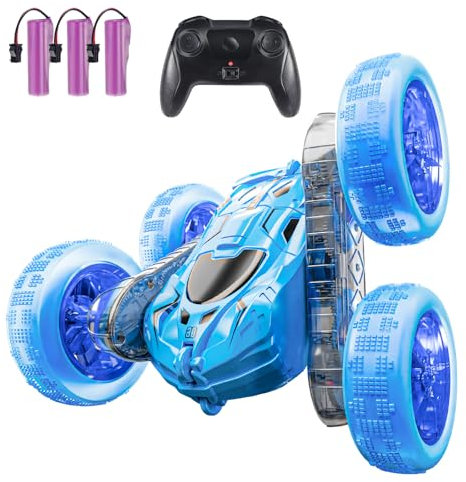 YouCute Fjärrstyrd bil från 3 4 5 6 7 8 9 10+ år RC bil med LED leksaker gåvor för 3+ åriga pojkar flickor (blå)