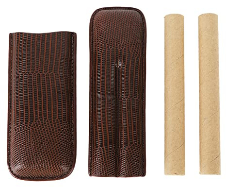 Brun PU-läderhållare för cigarrfodral, 2 fingrar cigarrväska, bärbar för resor