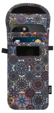 DOB SECHS Calcetín para teléfono, bolsa de nailon para teléfono con 2 mosquetones, cordón y correa de muñeca, para senderismo y viajes, se adapta a teléfonos de hasta 6.5 pulgadas, mandala