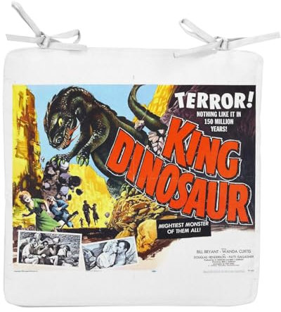 Fabulous Stuhlkissen, quadratisch, King Dinosaurier, altes Filmposter Nanar, Retro, Kinoposter, Vintage, 40 cm