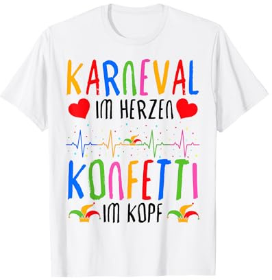 Kostüm Fasching Karneval im Herzen Herzschlag Konfetti T-Shirt