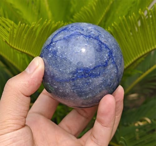 NHDVDVAV Blaue Aventurin-Quarzkristallkugel, natürliche Heilsteinkugel, Feng-Shui-Meditationskugel für Zuhause, dekorative Kugel, Wahrsagekugel, 100% natürlich und echt,70mm