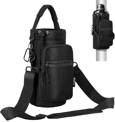 Nuovoware Magnetische Sporttasche, 1000 ml, Trinkflaschenhalter, schwarz | Verstellbarer Schultergurt, Sporttasche mit Magneten, 2 Fächer, Neopren-Organizer-Hülle
