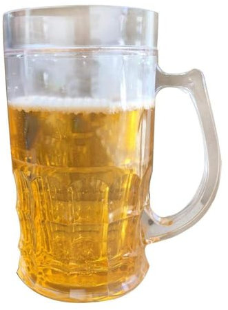 PBFELY Kniffliger Bierkrug, Mezzanine-Spoof Bierkrug, kreativer Doppelzwischenschicht, Sommerstadt, deutsches Bier Eislöffel, gefälschter Bierkrug, 450 ml