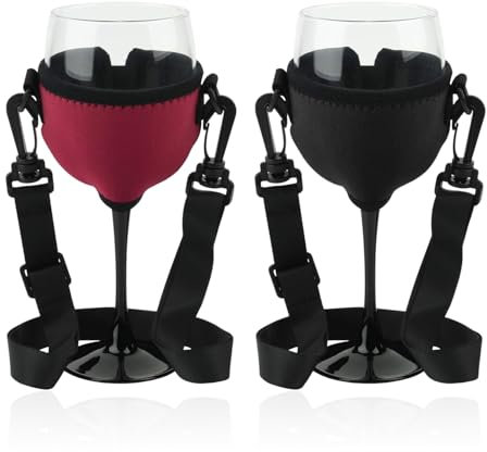UDNFHL 2 Piezas De Soporte De Copa De Vino, Accesorios De Vaso De Vino, Tapa Creativa De La Taza De Cordones, Cubierta Portátil De Copa De Vino, Cubierta De Taza Ajustable.