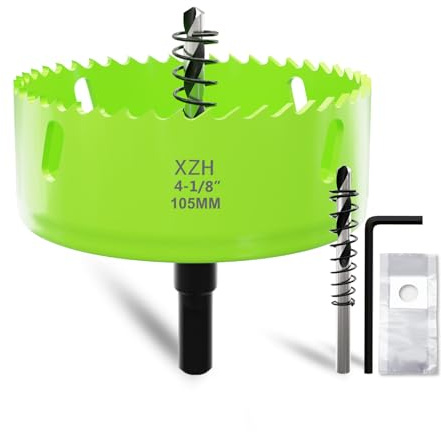 XZH 105mm Bi-Metal Hole Saw Kit with Arbor & Pilot Bit - Effortless Smooth Cutting for Wood, Plastic, Drywall & Thin Metal - Ideal for Downlight Installation & DIY Projects