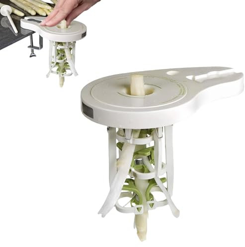 LUMOOM Con 6 cuchillas de precisión, pelador manual sin corriente para espárragos y verduras, incluye mortero y abrazadera para montaje en mesa, color blanco