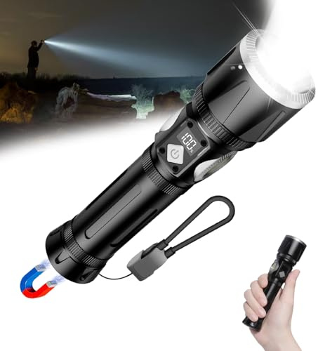 ZKLiLi Lampe torche d'extérieur rechargeable – Étanchéité IPX4, 3 modes super lumineux et 5 modes clignotants, lumière de poche pour randonnée, camping, urgences (parfaite pour les amateurs de plein
