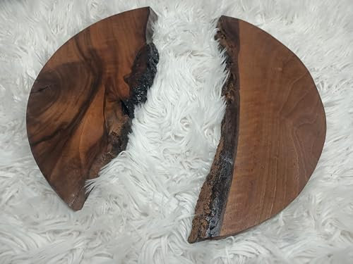 Live Edge - Rond en bois de noyer - 40,6 cm - 50 cm - Pour table de rivière DIY et époxy, planche de découpe, outil de bar prêt à être projeté de résine (50 cm)