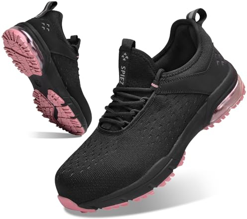SPIEZ Safety Trainers for Men Women, Air Cushion Composite Toe Safety Shoes | CE ASTM Certification, Lightweight, Puncture proof, Slip on, Comfort, Breathable, Fashion, Warehouse, Industrail, Daily wear