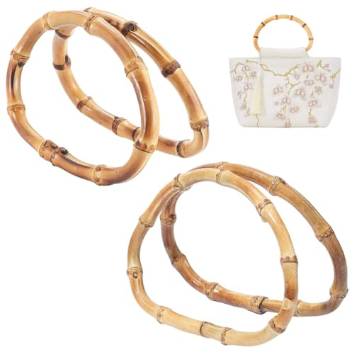 Beebeecraft 4 pz 2 Misure Manici per Borsa in bambù Manici per Borsa A Forma di D in Verga d'oro Tracolla di Ricambio Decorativa per Borse da Donna Fai da Te Realizzate A Mano all'Uncinetto in