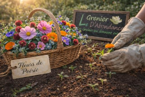 Kit de semences à semer – Jardin des Couleurs Vivantes - 7 fleurs pour butineurs – Le Grenier d’Abondance