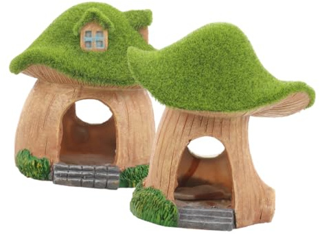 BAZEITFLOW 2pièces Décor De Maison Champignon pour Aquarium Adorable Bricolage sous-Marin Résine Cachette De Poissons Et Décoration Aquarium