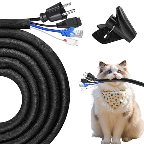 JAHOMFAI Kabelschlauch für Hunde und Katzen 3M 25mm Kabelkanal Flexibel Kabelschlauch Selbstschließend für Haustiere Bissfest Kabelschutz für USB-, Strom-, Audio- und Videokabel