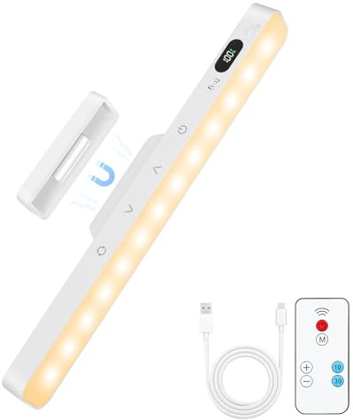 AUAUY Under Cabinet Kitchen Lights, 5-Color&5-Brightness Dimmable 120 LED Lights, USB-C 1500mAh Rechargeable Magnetic Cabinet Underlight for Kitchen, Cupboard, Wardrobe, Stair [Energy Class A]