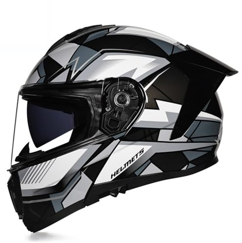 Motorrad Integralhelm Aufprallgeschützter Helm Verkehrssicherheit Robuster Leiser Motorrad Helm Stylischer Und Cooler Integralhelm Für Frauen Männer F,XXL=(63-64CM)