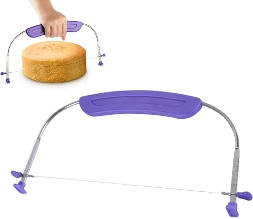 27cm/10 Inch Cakes Leveller, Professional cake Cutter with Adjustable Stainless Steel Wire and Grip Handle, Cake Slicer for Baking, baking Accessory for Beginners and Veterans in Kitchen(Purple)