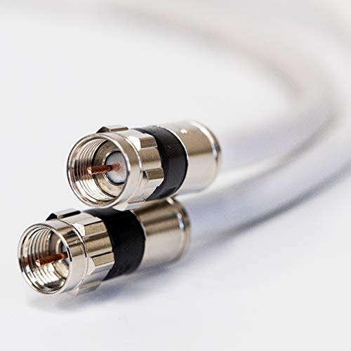 PHAT SATELLITE 50ft White RG6 Made in USA Digital Coaxial Cable Shielded PVC Jacket UL ETL RoHS 75 Ohm RG-6 Audio Video Coax Wire Professional Certified USA Patented Compression F-Connectors
