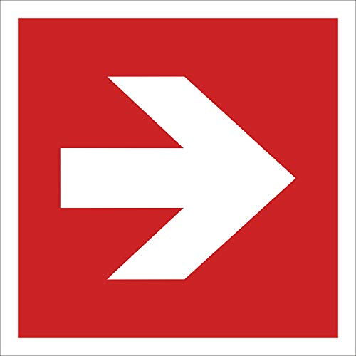 Aufkleber Pfeil 90° Brandschutzzeichen nachleuchtend ASR A1.3 200 x 200 mm | Bedruckte nachleuchtende Folie, selbstklebend, langnachleuchtend nach ASR A1.3, Made in Germany