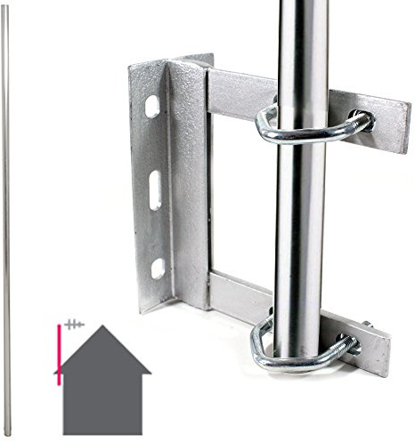 GALVANISED TV Aerial Wall Mounting Kit - Straight 6 Foot Pole/Mast Outdoor Bracket - Loops