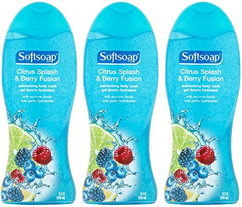 Softsoap Moisturizing Body Wash - Citrus Splash & Berry Fusion - Net Wt. 18 FL OZ (532 mL) Per Bottle - Pack of 3 Bottles