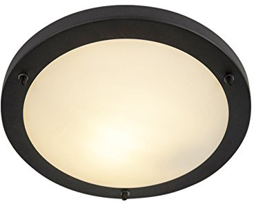Qazqa Modern Deckenleuchte, Deckenlampe - Yuma - Schwarz, Rund, 31cm, Ideal als Badezimmerlampe und