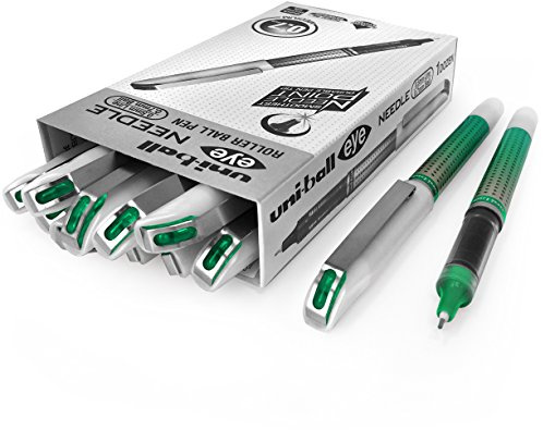 Uni-Ball UB-187s Eye Needle Roller Ball Pen GREEN 0.7mm Ball - (Pack Of 12)