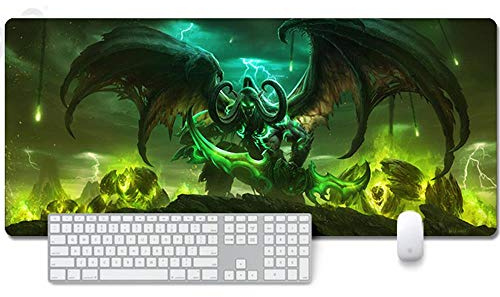 Mauspad World of Warcraft Anime Mauspad Gemütlich Mousepad 900x400mm Mikrofaser Verbessert Geschwindigkeit und Präzision, Rutschfest Gummierte Unterseite Waschbar Verschleißfest,Für Desktop PC, M