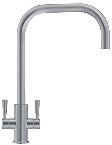 Franke Ascona Swivel U-Spout Mono Mixer Twin Lever Silk Steel Kitchen Tap