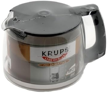 Krups Glaskanne mit Deckel, Schwarz, 1.25 Liter, kompatibel mit F309, F310, F464, F661 Duothek, Duothek Plus, Pro Aroma (Plus), Modern oder Kompakt, Tropfstopp-System, Amazon: 13909971