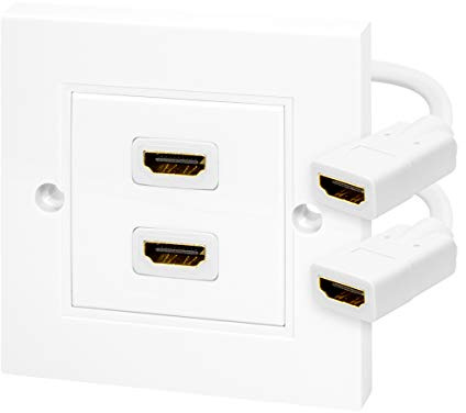 BIGtec HDMI Dose Wanddose 2fach Anschluss Unterputzdose Unterputz Montage Anschlussdose Einbaudose 2X A Buchse - 2X A Buchse Kabelpeitsche 15 cm HDMI High Speed with Ethernet 3D Full HD HDTV 4K 2160p