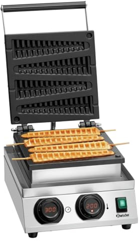 Bartscher Waffeleisen MDI Lolly 400 – 4 Lolly-Waffeln pro Backgang, digitale Steuerung, Edelstahl, für Gastronomie