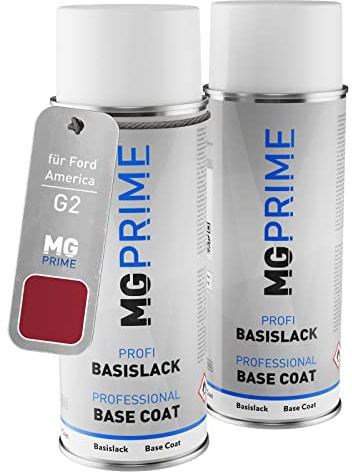 MG PRIME Autolack Sprühdosen für Ford America G2 / 3SREWHA Redfire Metallic/Dark Candy Apple Red Metallic Grundlack Basislack Spraydose 400ml