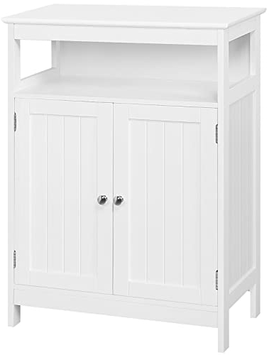 Yaheetech Badezimmerschrank Unterschrank Badkommde mit Ablage und Schranktür Badschrank Badregal Aufbewahrungsschrank Badezimmer Wohnzimmer Küche Flur 80cm hoch Weiß