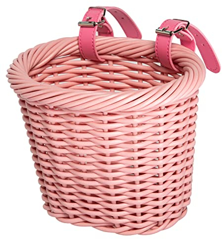 ZUKKA Cesta de Bicicleta Pequeña Trenzada para Bicicleta con Correa de Piel Tejida a Mano/Resistente al Agua/Ajustable para Niñas y Niños en la Parte Delantera, Decorativa, Extraíble