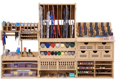 Bucasso Wooden Model Kit Tool Organizer Storage Rack, Paint Rack Organizer mit MDF-Material, Pinsel/Schraubenzieher-Lagerung, Craft-Supplies-Storage, geeignet für Tamiya Gundam Modell-Tools, GK10