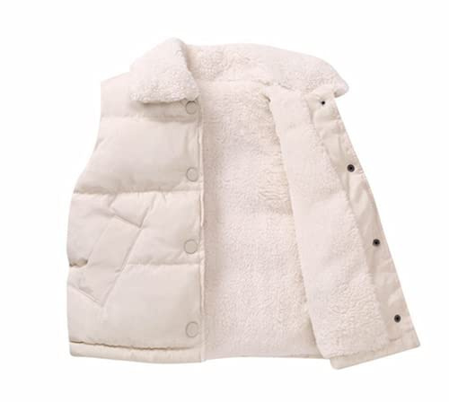 Mud Kingdom Little Girls Sherpa Fleece Vest Jacket Snap Button Warm Winter White Size 6-7