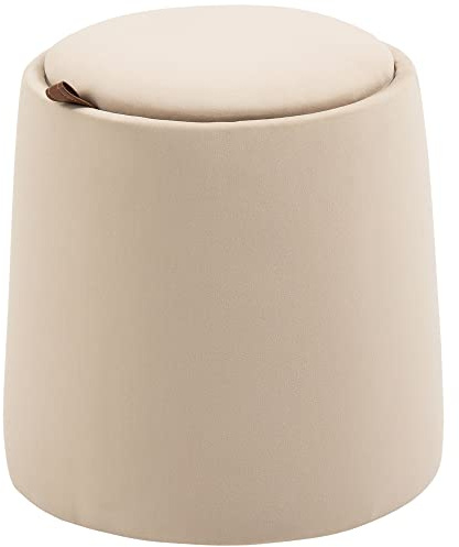 HOMCOM Sitzhocker mit Stauraum 2-in-1 mit Deckel Ø44 x 47,5 cm Beige