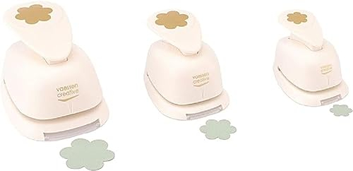 Vaessen Creative Craft Paper Punch - Flowers - 3 Pcs - Various Sizes - Circle Cutter for Crafting and Card Making, Ivory