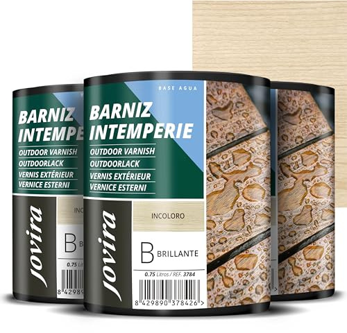 JOVIRA PINTURAS Vernis Extérieur à L'eau Il décore et embellit tous les types de bois en extérieur. (3x750 Millilitres, Brillant)