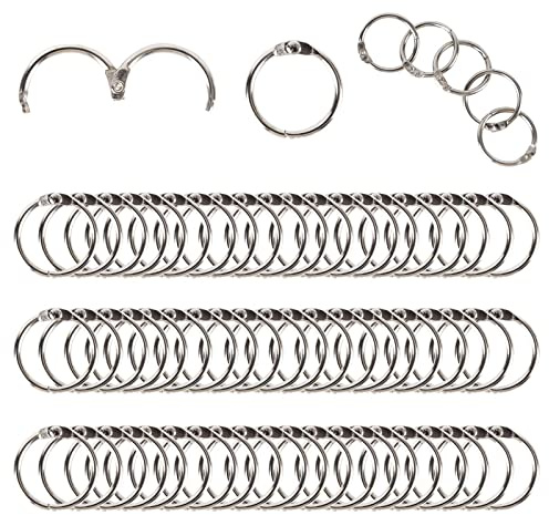 AWAVM 60 Stück Binder Ringe 20mm Buch Ringe Loseblatt Verbinder Ringe Metall Bücher Ringe Heftringe Schlüsselringe für Scrapbook Album Handwerk - Silber Metallringe von