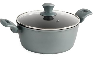 Progress BW09802GWK Shimmer Collection Stockpot with Lid, 7 X Tougher Non-Stick Coating, Metal Utensil & Dishwasher Safe, Suitable for Induction Hobs, Forged Aluminium, Soft-Touch Handles, 24 cm